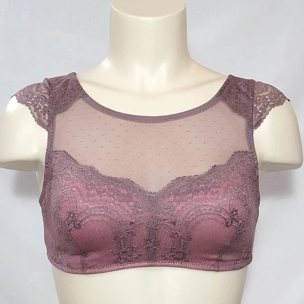 LARGE Gilligan & O'Malley Cap Sleeve High Neck Lace Bralette NWT